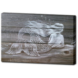16x24 Reclining Mermaid on old Beach House fence pickets canvas print