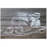16x24 Reclining Mermaid on old Beach House fence pickets canvas print