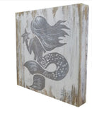 10x10 Gray Mermaid on White block Canvas Wrap Print