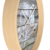 White Painted Mermaid on light wood fence pickets Wall clock