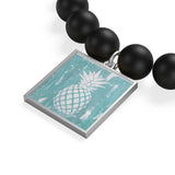 White painted Pineapple Matte Onyx Bracelet