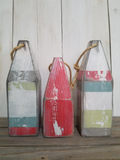 Three buoy painted buoy tabletop set with Nautical Compass design