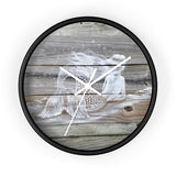 White Painted Mermaid on light wood fence pickets Wall clock