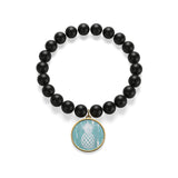 White painted Pineapple Matte Onyx Bracelet