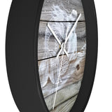 White Painted Mermaid on light wood fence pickets Wall clock