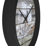 White Painted Mermaid on light wood fence pickets Wall clock