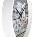White Painted Mermaid on light wood fence pickets Wall clock