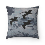 Nautical Blue Flying Pelicans 16x16 inch Spun Polyester Square Pillow