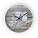 White Painted Mermaid on light wood fence pickets Wall clock