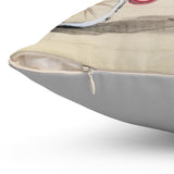 Sanderling on bicycle Spun Polyester Square Pillow