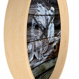 White Reclining Mermaid painted on dark wood  fence pickets Wall clock