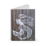 Mermaid on Driftwood with starfish 8x6 inch Spiral Notebook - 120 page Ruled Line