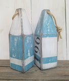 Nautical Aqua Blue and White House Number Buoys