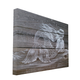 16x24 Reclining Mermaid on old Beach House fence pickets canvas print
