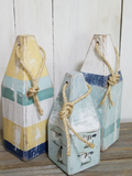 Three buoy painted buoy tabletop set with running Sanderling design