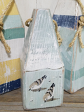 Three buoy painted buoy tabletop set with running Sanderling design