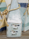 Three buoy painted buoy tabletop set with running Sanderling design