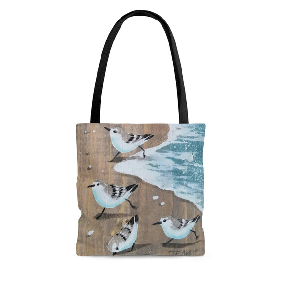 Running Sanderlings painting on Tote Bag