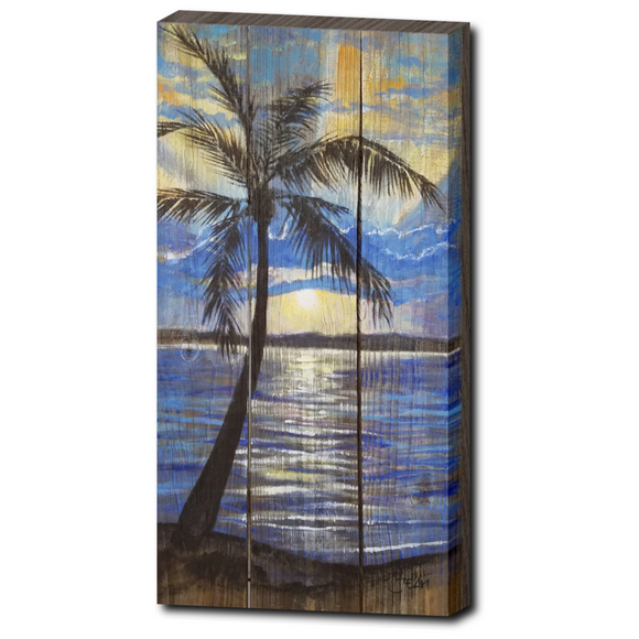 10x20 Sunset Rays with Blue Clouds and Palm Tree