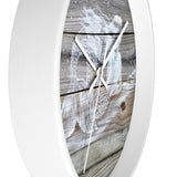 White Painted Mermaid on light wood fence pickets Wall clock