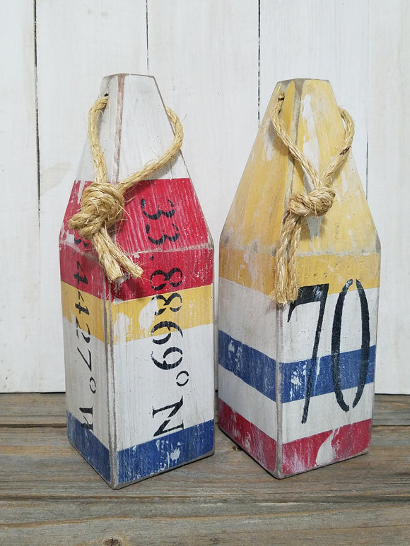 Classic Red Blue and Yellow House Number Buoys
