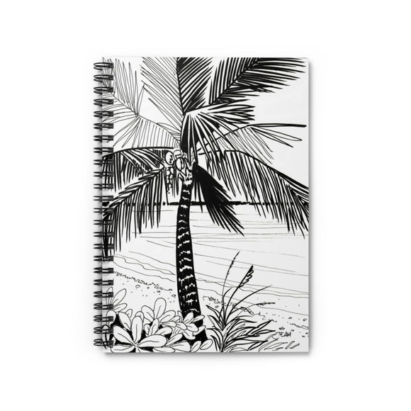 Black Bahamas Palm 8x6 120 page Spiral Notebook - Ruled Line