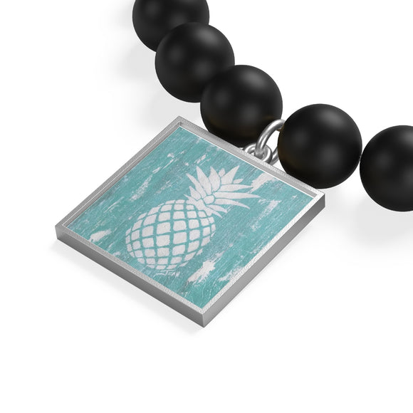 White painted Pineapple Matte Onyx Bracelet