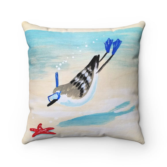 Snorkeling Sanderling Spun Polyester Square Pillow