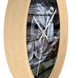 White Reclining Mermaid painted on dark wood  fence pickets Wall clock
