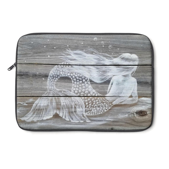 Reclining Mermaid painted on fence pickets - Laptop Sleeve