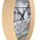 White Painted Mermaid on light wood fence pickets Wall clock