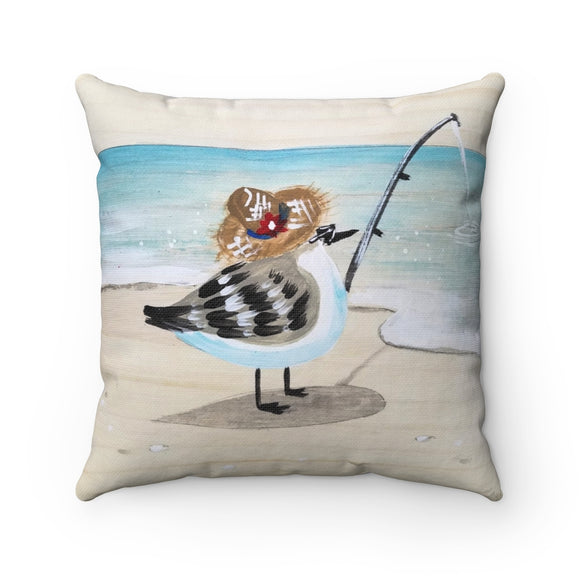 Sanderling fishing Spun Polyester Square Pillow