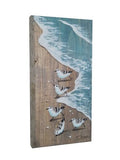 10x20 Running Sanderlings on Beach Driftwood Aqua