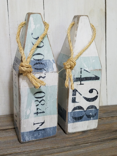 Blue and Green Sea Glass Colors House Number Buoys