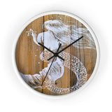 White mermaid with starfish Wall clock