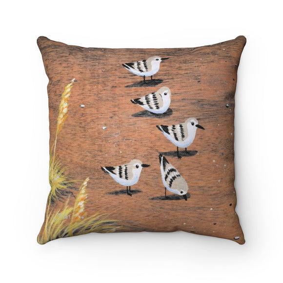 Sanderlings and Sea Oats 16x16 Spun Polyester Square Pillow