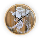 White mermaid with starfish Wall clock