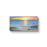 10 X 20 Sunrise Beach Art - Canvas Wrap Print - Bright Sunrise - Sunrise Painting - Beach House Art - Reclaimed Wood - Beach Scene